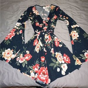 Bell Sleeve Flower Romper